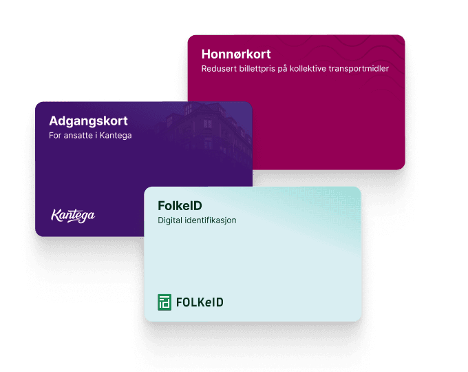 Eksempler på digitale bevis: honnørkort, adgangskort for ansatte og folke id