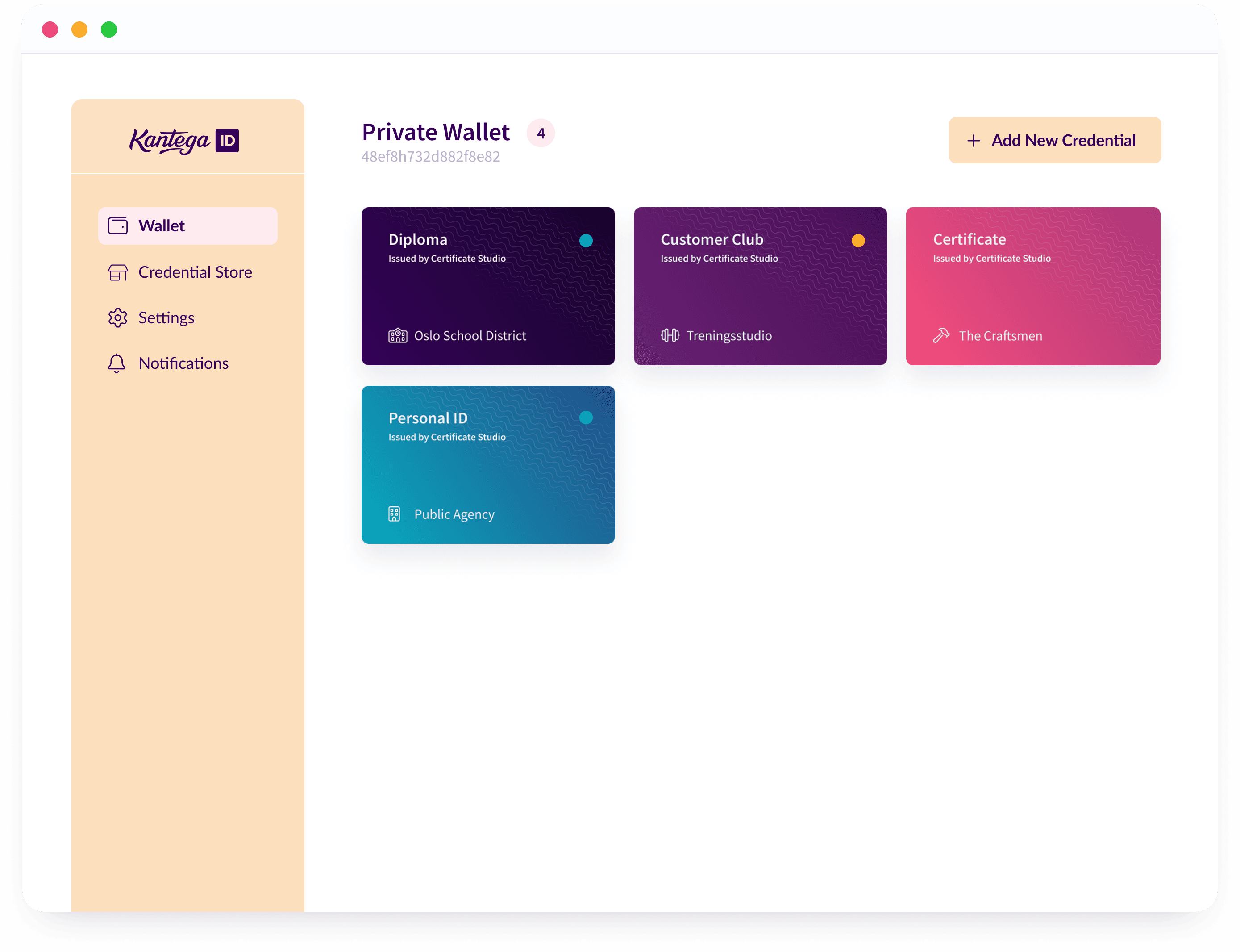 Receive, store, and use digital credentials with our web-based wallet